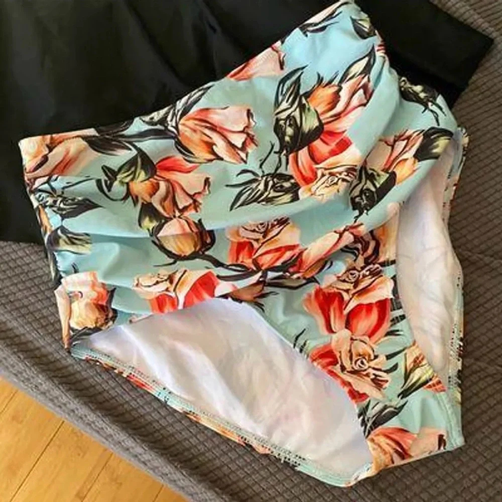 Souqfone Womens Swimsuit High Waisted Tankini Bathing Suits Two Piece Flounce - Picture 3 of 4